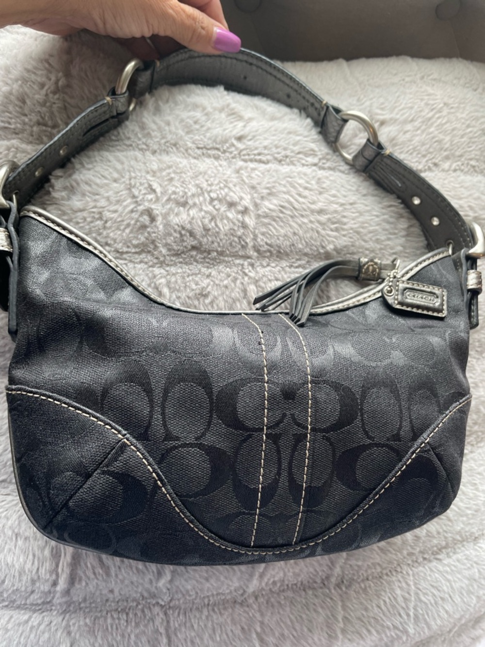 Coach Y2K Black Signature Python Mini Shoulder Bag with Silver Accents - Picture 3 of 9